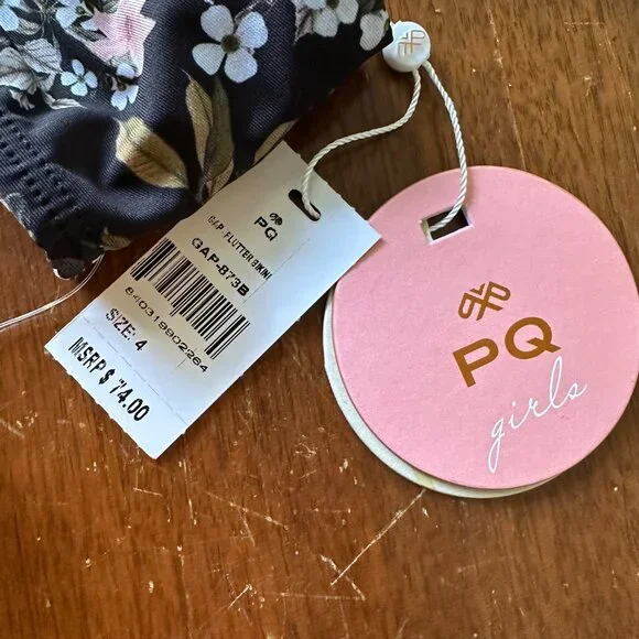 PQ SWIM KIDS {NWT} Gasparilla Flutter Bikini | 4 | black floral - Picture 5 of 5